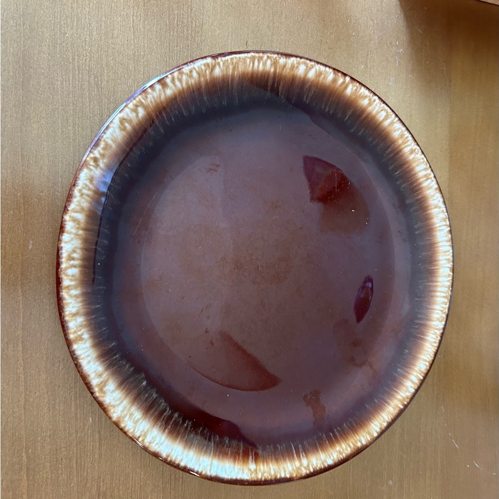 Hull Drip Brown Stoneware bread and butter plate